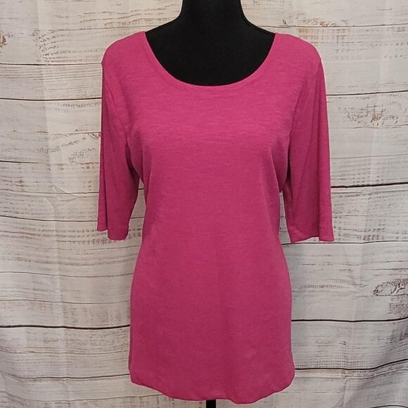 Time and Tru Pink Top | XL | Low Back Neckline | Short Sleeve - Picture 1 of 5